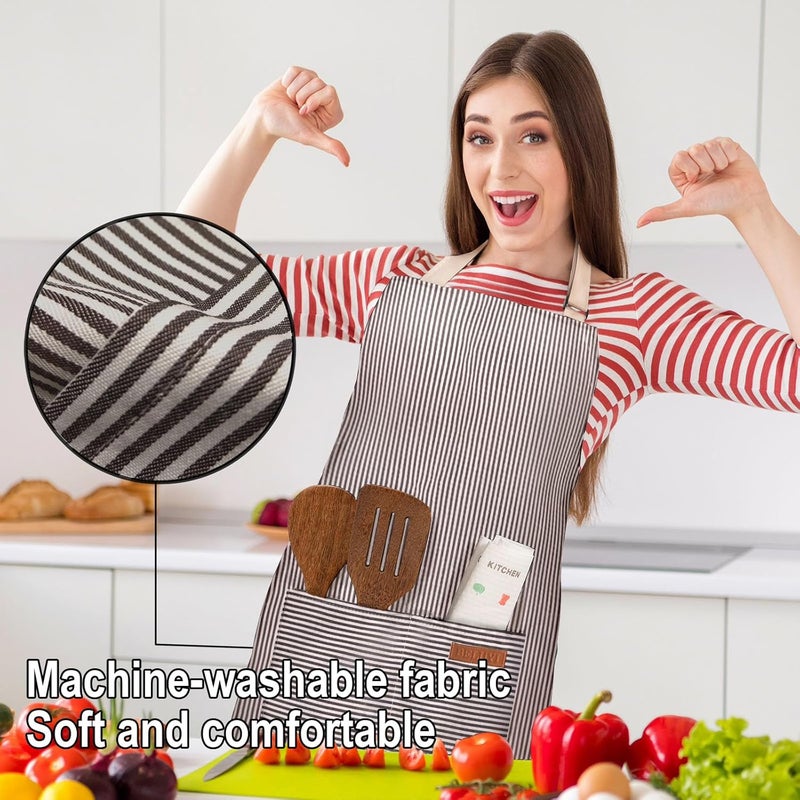 BeLuyi Adjustable Bib Apron with 2 Pockets Chef Cooking Kitchen Restaurant Aprons for Women Men - Image 4